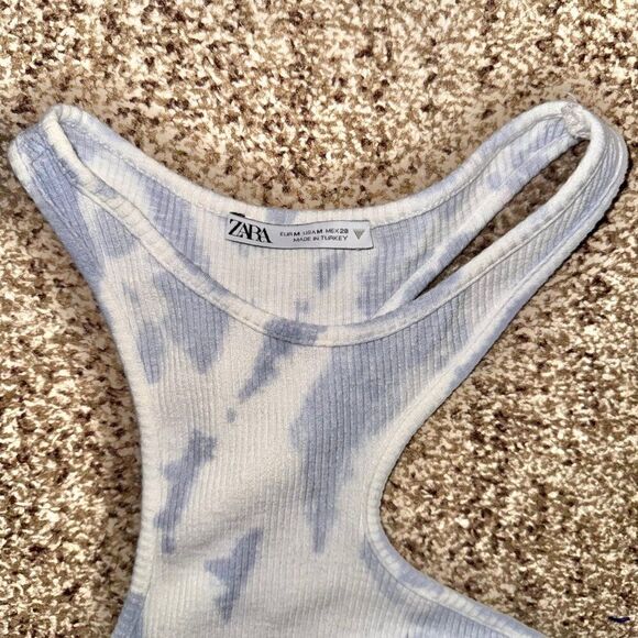 ZARA Women's Tie-Dye Halter Dress Blue White Size Medium - Picture 2 of 8